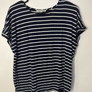 Green Envelope Navy Blue White Striped Tee Size Small
